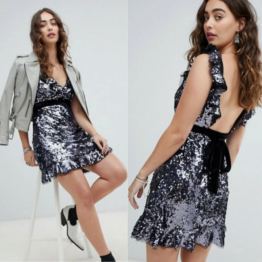 FINAL SALE - Free People Purple Sequined Mini Party Dress $168